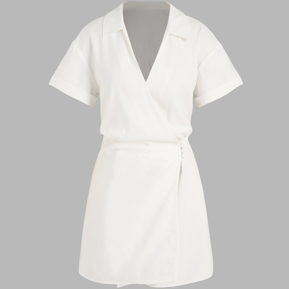 🇺🇸 NEW Solid Short Sleeve Mini Dress from Cider 
Color:WhiteSize:XS 🇺🇸 - Picture 1 of 5